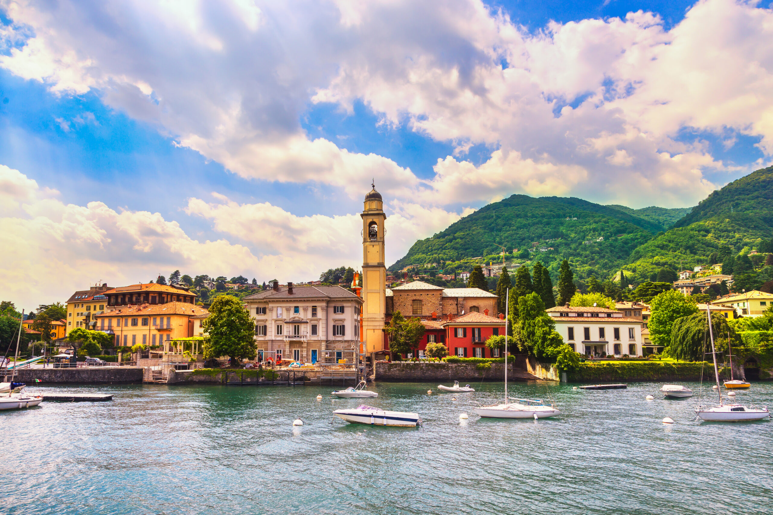 Cernobbio town, Como Lake district landscape. Italy, Europe.